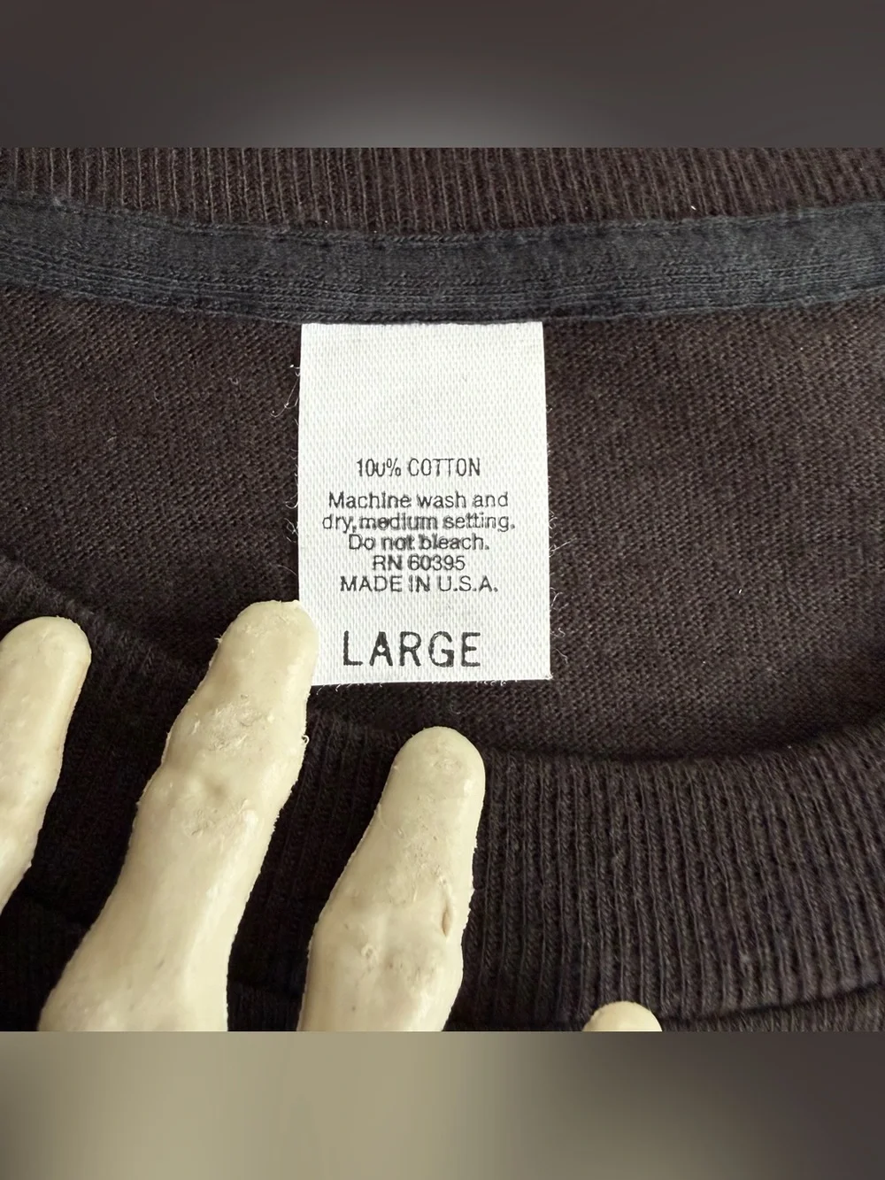 Vintage 70s 80s Deadstock Blank Black Cotton Long Sleeve Tee ~ Size Small - Picture 8 of 10